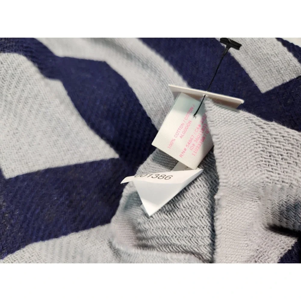 NWT Victorias Secret PINK Festival Beach Blanket Gray And Blue 100% Cotton New